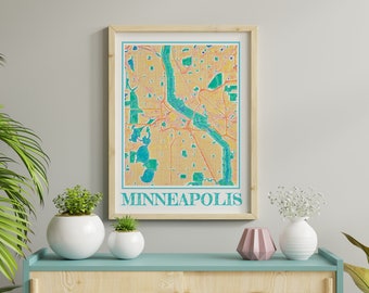 Watercolor Minneapolis Map Print of Minneapolis Minnesota Painting Map of Minneapolis Poster of Minneapolis Wall Art of Minneapolis Gift