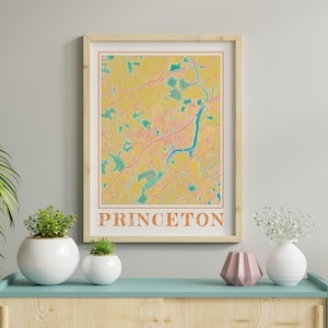Acuarela Princeton Mapa Cartel de Princeton Nueva Jersey Mapa de Princeton Arte de la pared de Princeton Regalo de Princeton NJ Impresiones de Princeton