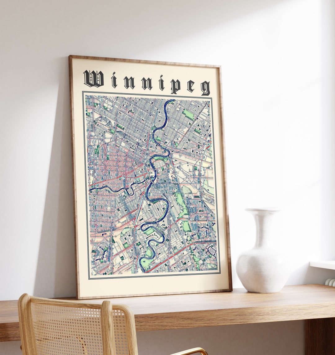 Winnipeg Map Poster, Classic Map of Winnipeg, Winnipeg Manitoba Print, Winnipeg Poster, Winnipeg