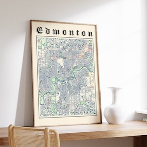 Edmonton Map Poster, Classic Map of Edmonton, Edmonton Alberta Print, Edmonton Poster, Edmonton Wall Art, Canada City Map