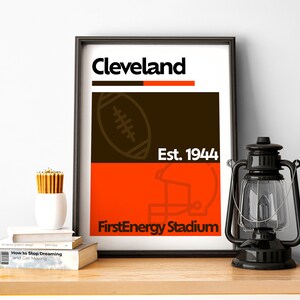 Cleveland Football Print, Cleveland Poster, Minimalist Poster, Ohio Team Colour Gift for American Football Fan