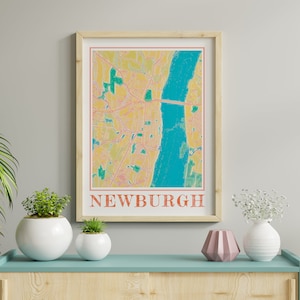 Aquarelle carte de Newburgh NY Poster de Newburgh New York Carte de Newburgh Art mural de Newburgh Cadeau de Newburgh NY Impressions de Newburgh New York