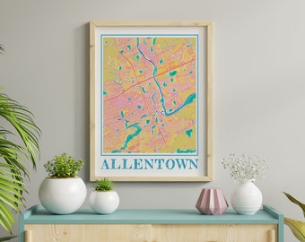 Watercolor Allentown Map Print of Allentown Pennsylvania Painting Map of Allentown Poster of Allentown Wall Art of Allentown Gift