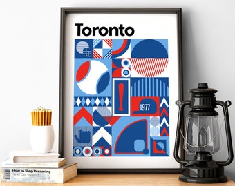 Toronto Baseball Wall Art, Blue Jays Bauhaus Art Print