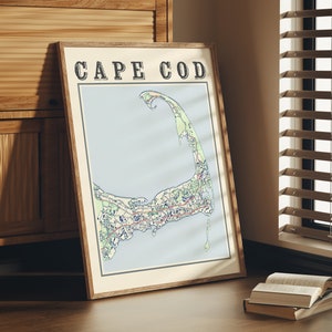 Antike Cape Cod Karte Poster von Cape Cod Massachusetts Vintage Wohndeko von Cape Cod Kunstdruck von Cape Cod Wandkunst von Cape Cod Geschenk