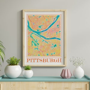 Watercolor Pittsburgh Map Poster of Pittsburgh Wall Art of Pennsylvania Map of Pittsburgh Print of Pittsburgh Gift of Pittsburgh Painting
