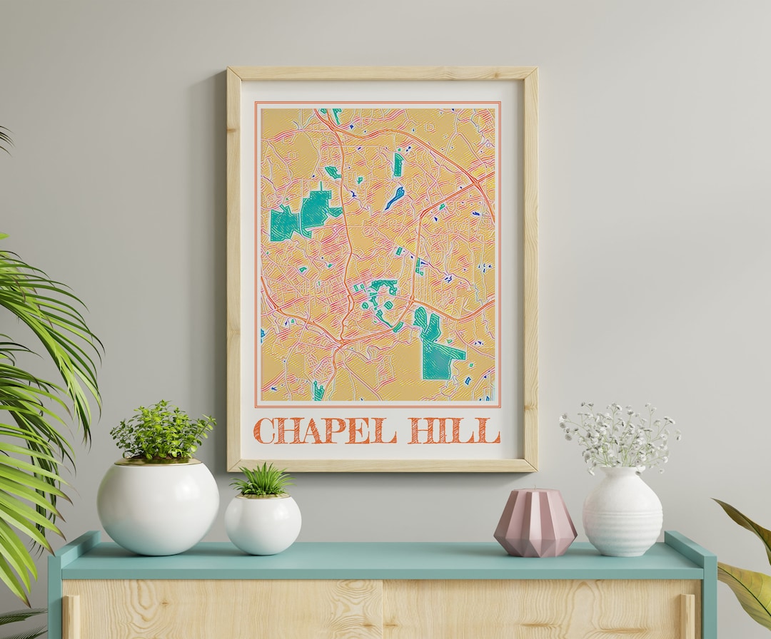 Watercolor Chapel Hill Map Poster of Chapel Hill Wall Art of North ...