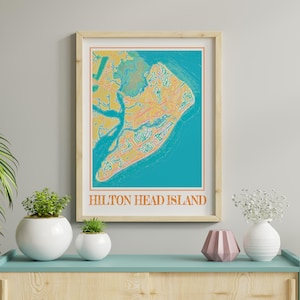 Aquarell Hilton Head Island Karte Poster von Hilton Head Island Karte von South Carolina Wandkunst von Hilton Head Island Geschenk