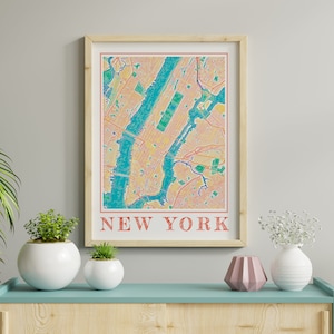 New York kaart afdrukken, New York aquarel print, New York poster, New York geschenken, New York NYC, New York Wall Art