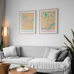 Watercolor Nashville Map Poster, Nashville Tennessee City Wall Art image 8