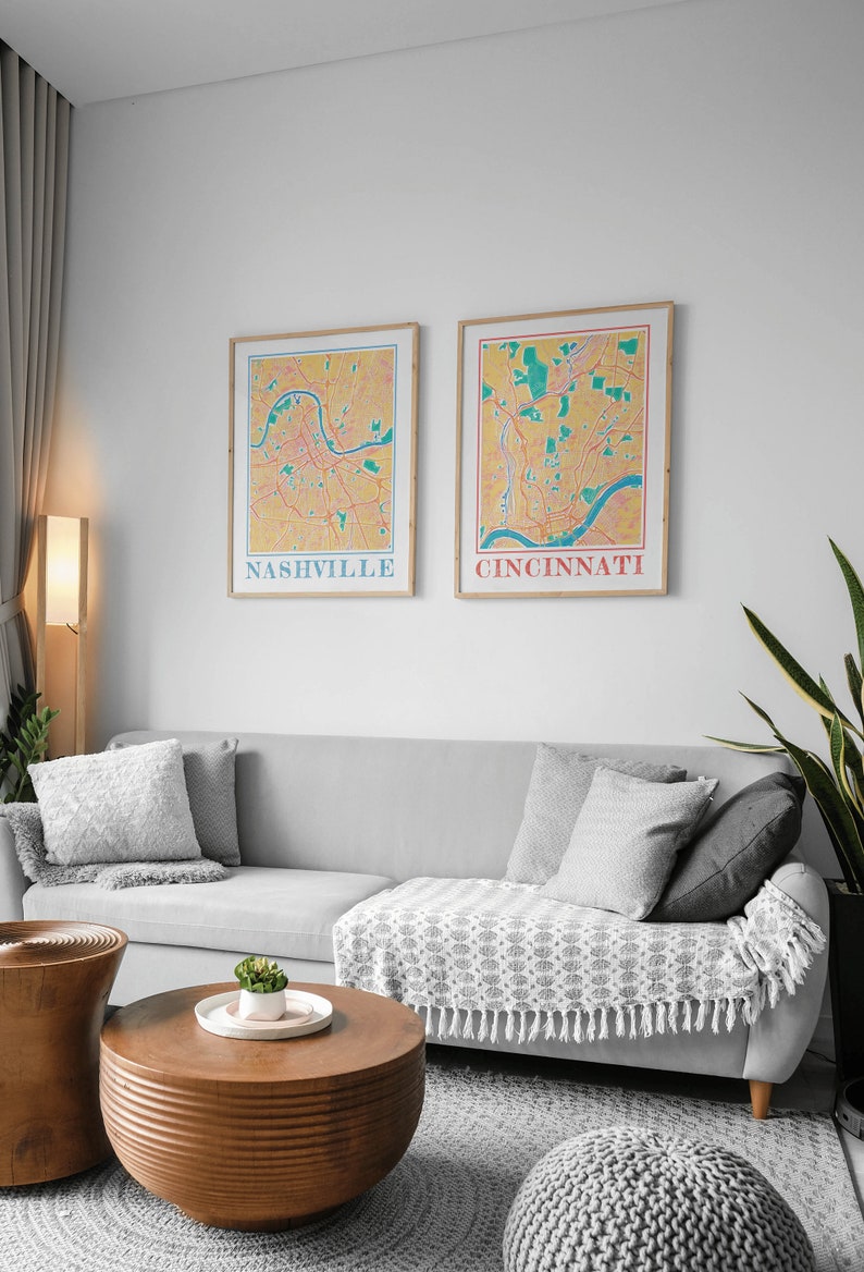Watercolor Nashville Map Poster, Nashville Tennessee City Wall Art image 8