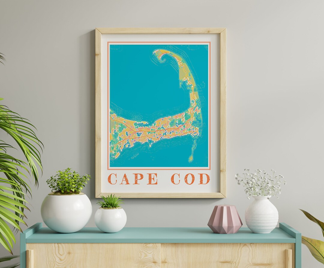 Watercolor Cape Cod Map Art Print: Massachusetts Souvenir - Etsy