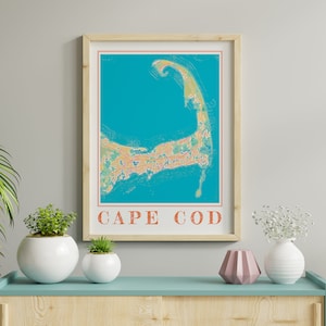 Aquarell Cape Cod Karte Poster von Cape Cod Massachusetts Karte von Cape Cod Wandkunst von Cape Cod Geschenk von Cape Cod Stadt Malerei