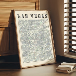 Affiche antique de carte de Las Vegas de Las Vegas Nevada Carte classique de Las Vegas Impression de Las Vegas Wall Art de Las Vegas Cadeau