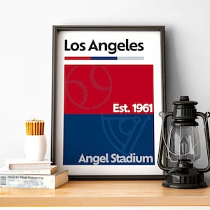 Los Angeles Baseball Print,  Los Angeles Poster, Minimalist Poster, Los Angeles Sports, California Team Colour Gift for Baseball Fan