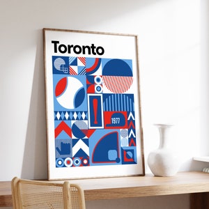 Toronto Baseball Poster of Toronto Art Print Bauhaus Toronto Wall Art Ontario Canada Team Colour Gift for Baseball Fan