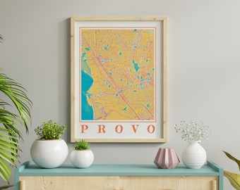 Watercolor Provo Map Poster of Provo Wall Art of Utah Map of Provo Print of Provo Gift of Provo City Painting