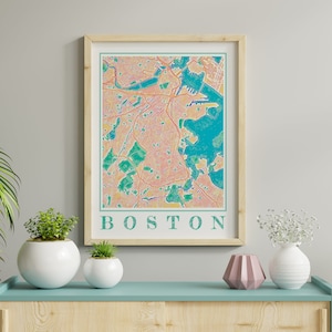 Aquarell Boston Map Poster von Boston Massachusetts Karte von Boston Wandkunst von Boston Geschenk von Boston City Painting