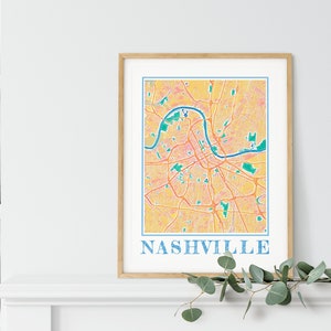 Watercolor Nashville Map Poster, Nashville Tennessee City Wall Art image 6