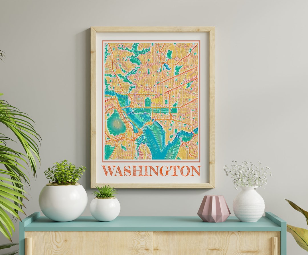 Washington Map Print, Watercolor Washington DC Wall Art - Etsy