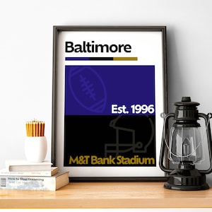 Baltimore Football Print, Baltimore Poster, Minimalist Poster, Maryland Team Colour Gift for American Football Fan