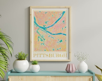 Pittsburgh Map Print, Pittsburgh Watercolor Print, Pittsburgh Pennsylvania, Pittsburgh Gifts, Pittsburgh Poster, Pittsburgh Wall Art