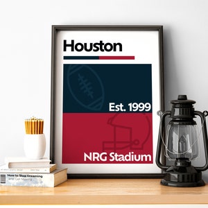 Houston Football Print, Houston Poster, Minimalist Poster, Houston Sports, Texas Team Colour Gift for American Football Fan