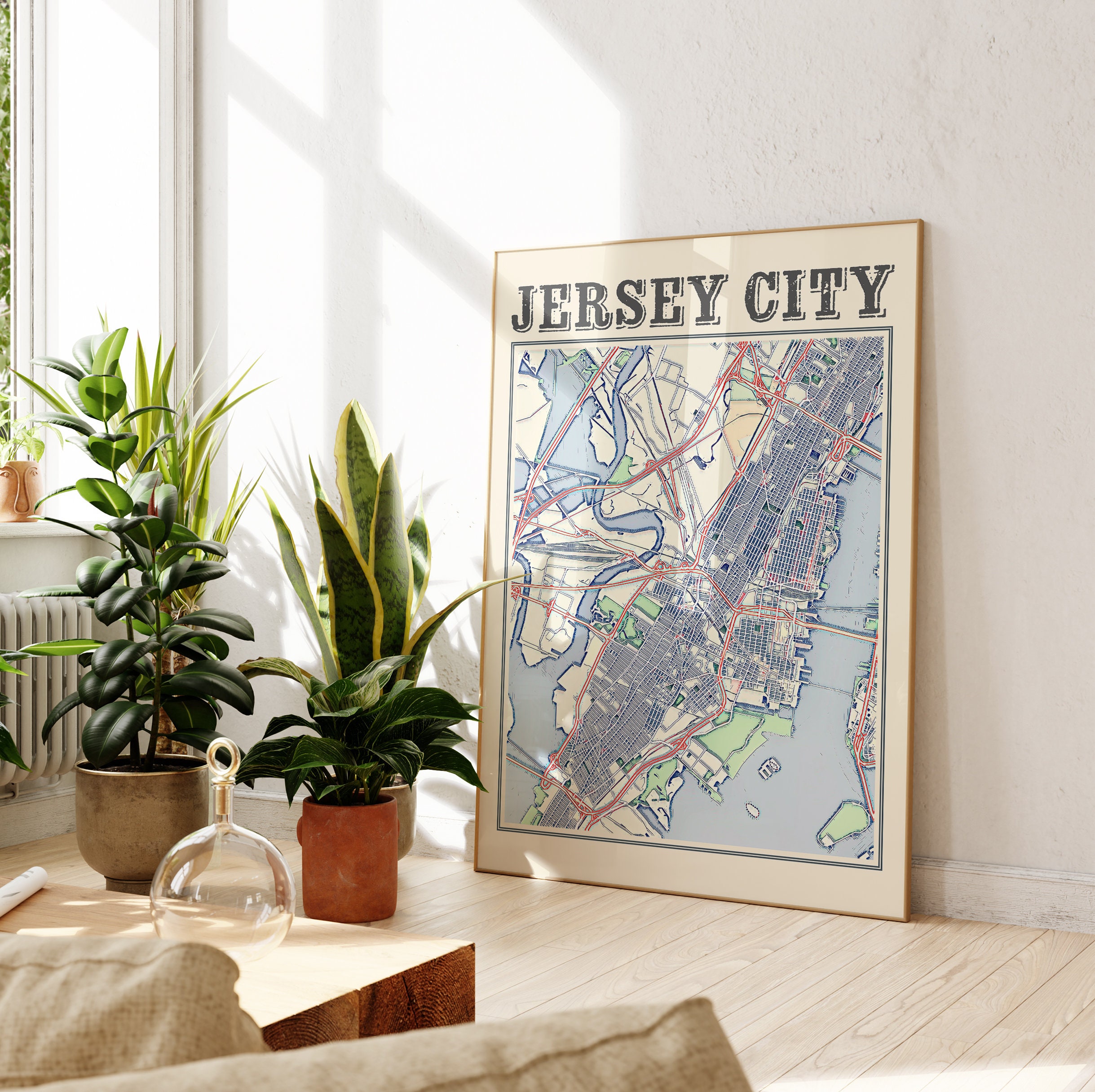 Antique Jersey City Map Poster of Jersey City New Jersey - Etsy
