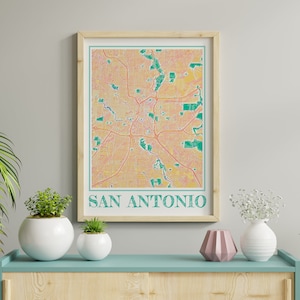 San Antonio Map Print, San Antonio Watercolor Print, San Antonio Texas, San Antonio Gifts, San Antonio Poster, San Antonio Wall Art