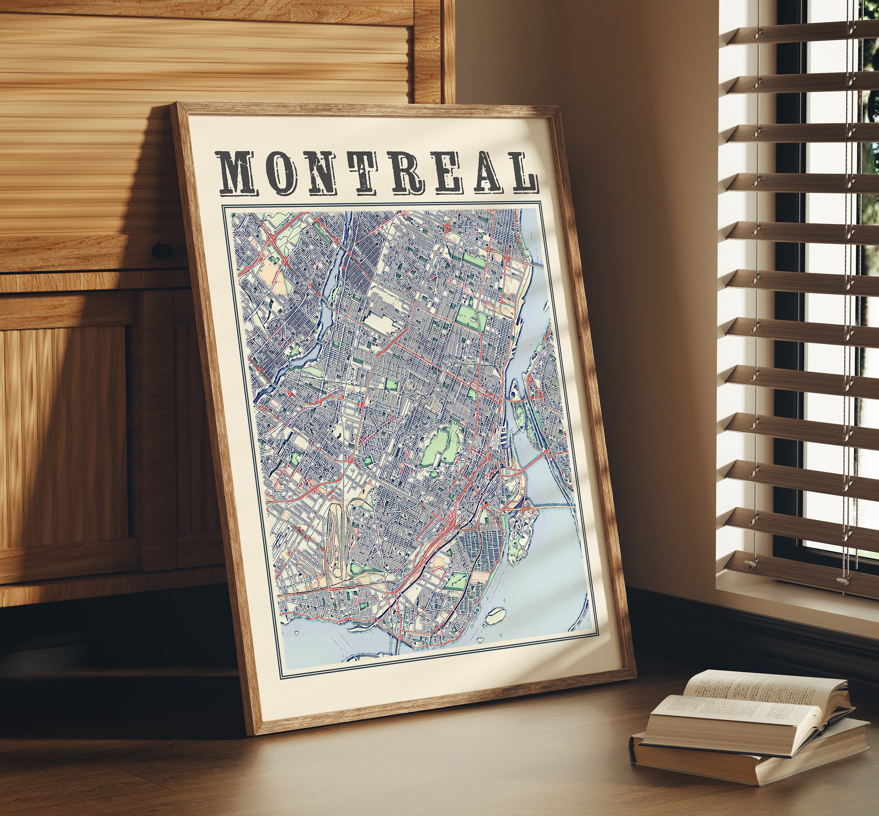 Antique Montreal Map Poster of Montreal Quebec Classic Map of Montreal Print of Montreal Wall Art of Montreal Gift