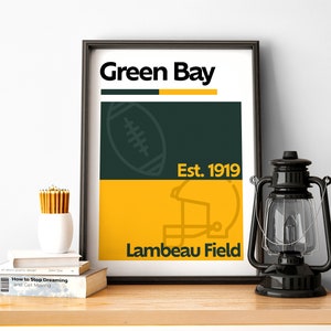 Green Bay Football Print, Green Bay Poster, Minimalist Poster, Green Bay Sports, Wisconsin Team Colour Gift for American Football Fan
