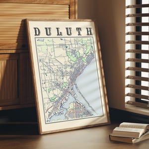 Antique Duluth Minnesota Map Poster of Duluth Map Wall Art of Duluth MN Print of Duluth Wall Art of Duluth Minnesota Gift