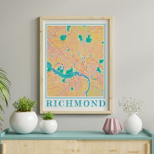 Watercolor Richmond Map Print of Richmond Virginia Painting Map of Richmond Poster of Richmond Wall Art of Richmond Gift