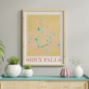 Watercolor Sioux Falls Map Poster of Sioux Falls South Dakota Map of Sioux Falls Wall Art of Sioux Falls Gift of Sioux Falls City Painting