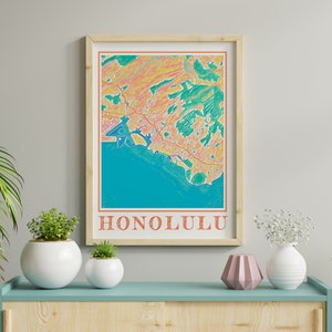 Watercolor Honolulu Map Print of Honolulu Hawaii Painting Map of Honolulu Poster of Honolulu Wall Art of Honolulu Gift