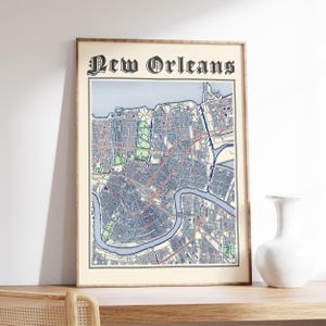 Klassische New Orleans Map Poster von New Orleans Louisiana Druck von New Orleans LA Karte von New Orleans Klassische Wandkunst New Orleans Wandkunst