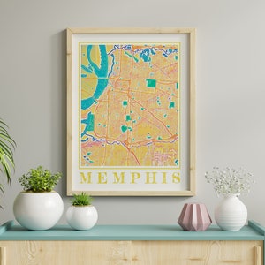 Watercolor Memphis Map Print of Memphis Tennessee Painting Map of Memphis Poster of Memphis Wall Art of Memphis Gift