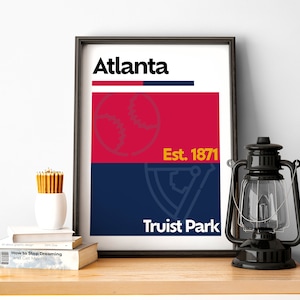 Atlanta Baseball Print,  Atlanta Poster, Minimalist Poster, Georgia Team Colour Gift for Baseball Fan