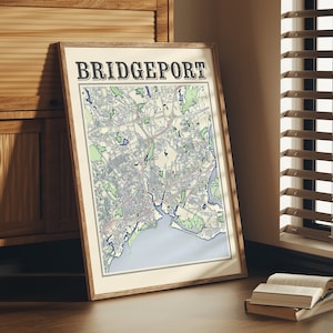 Vintage Bridgeport Map Poster – Antique Bridgeport Connecticut Wall Art, Home Décor Print & Unique Bridgeport CT Gift