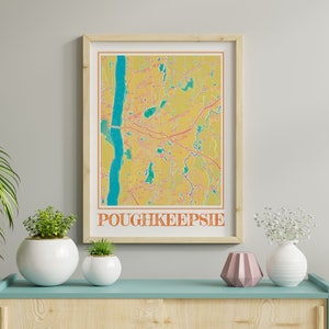 Carte de Poughkeepsie aquarelle Poster de Poughkeepsie New York Carte de Poughkeepsie Art mural de Poughkeepsie Cadeau de Poughkeepsie NY Impressions