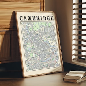 Antique Cambridge Massachusetts Map Art Print: City Souvenir