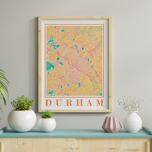 Watercolor Durham Map Poster of Durham North Carolina Map of Durham Wall Art of Durham Gift of Durham City Painting of Durham North Carolina