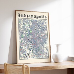 Indianapolis Map Print, Classic Map of Indianapolis, Indianapolis Poster, Indianapolis Indiana, Indianapolis Wall Art, US City Map