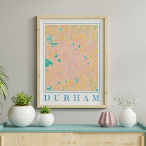 Watercolor Durham Map Print of Durham North Carolina Painting Map of Durham Poster of Durham Wall Art of Durham Gift