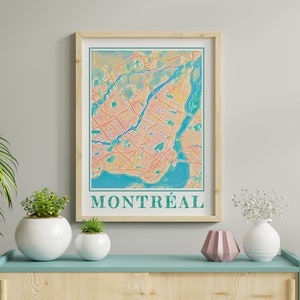 Aquarelle Carte de Montréal Impression de Montréal Québec Peinture Carte de Montréal Affiche de Montréal Wall Art of Montreal Gift