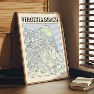 Cartaz antigo do mapa de Virginia Beach de Virginia Beach Mapa clássico de Virginia Beach Impressão de Virginia Beach Arte de parede de Virginia Beach Presente