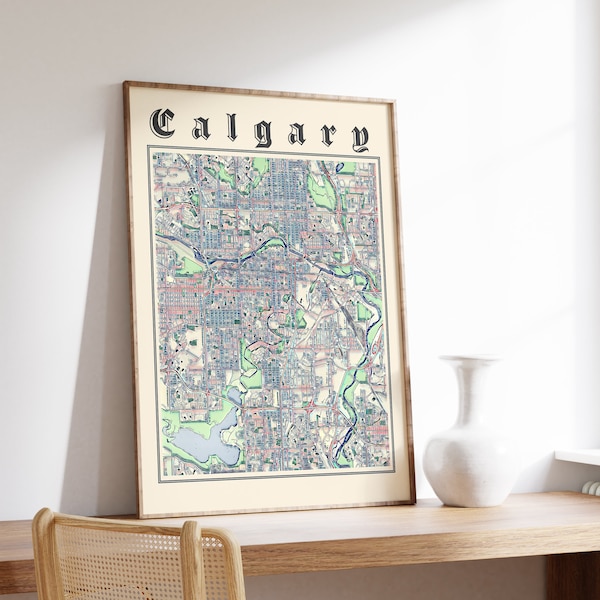 Calgary City Map Etsy Canada