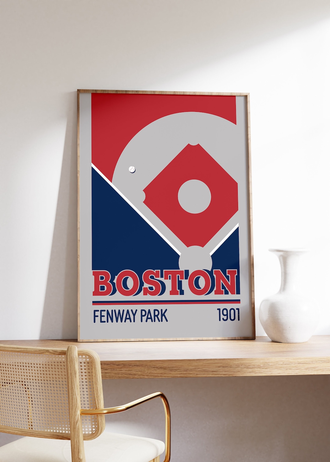 Boston Baseball Print Fenway Park Poster of Red Sox Fan Gift of Boston