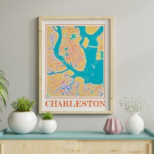 Watercolor Charleston Map Poster of Charleston Wall Art of South Carolina Map of Charleston Print of Charleston Gift of Charleston Painting