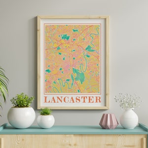 Watercolor Lancaster Pennsylvania Poster of Lancaster Map of Lancaster Wall Art of Lancaster Gift of Lancaster City Painting